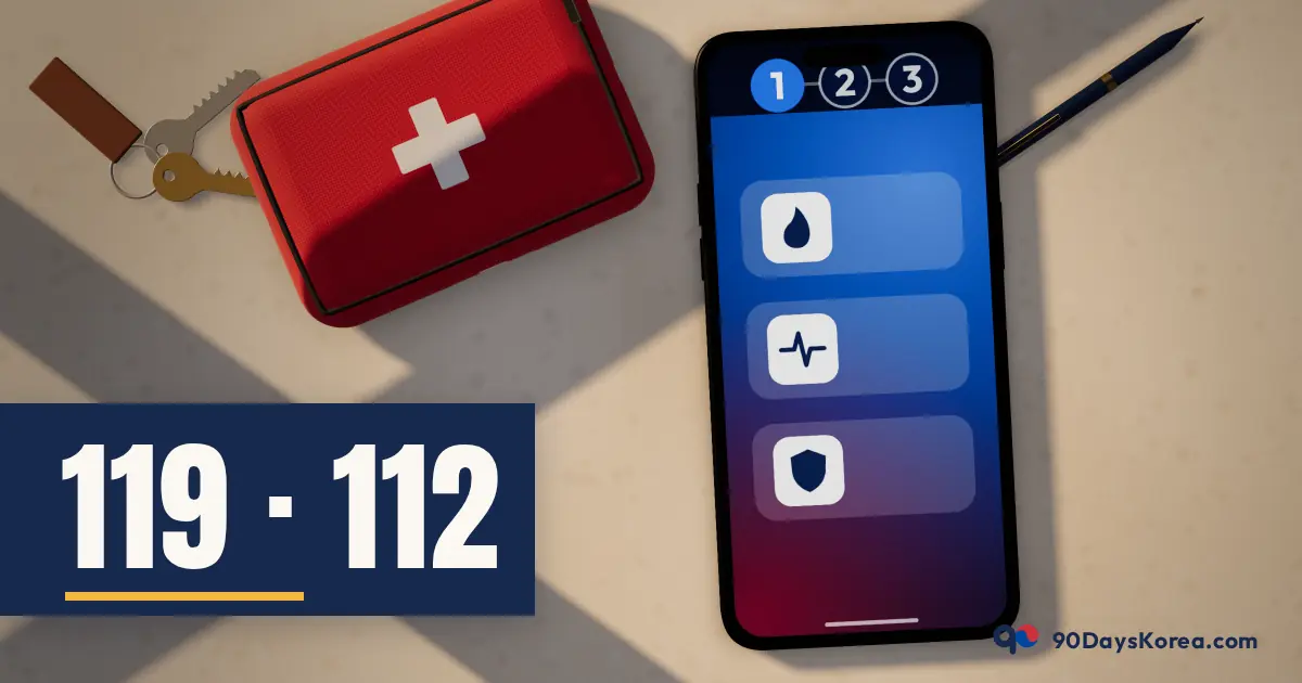 119 · 112 — 90DaysKorea guide